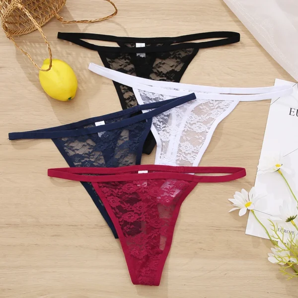 Low-Waist Solid Lace G-String Thong